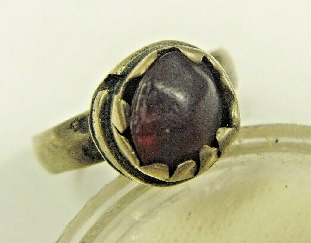 1700s scarce antique Nomads tribal red stone ring 9.5 size ethnic dagestan 50676