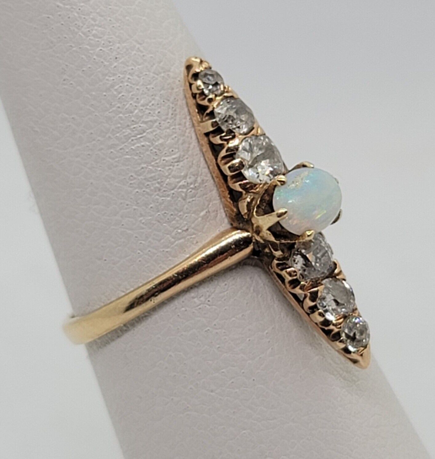 Very Rare 1700's to 1800's old Mine Cut  Rose Gold Opal & Diamond Ring