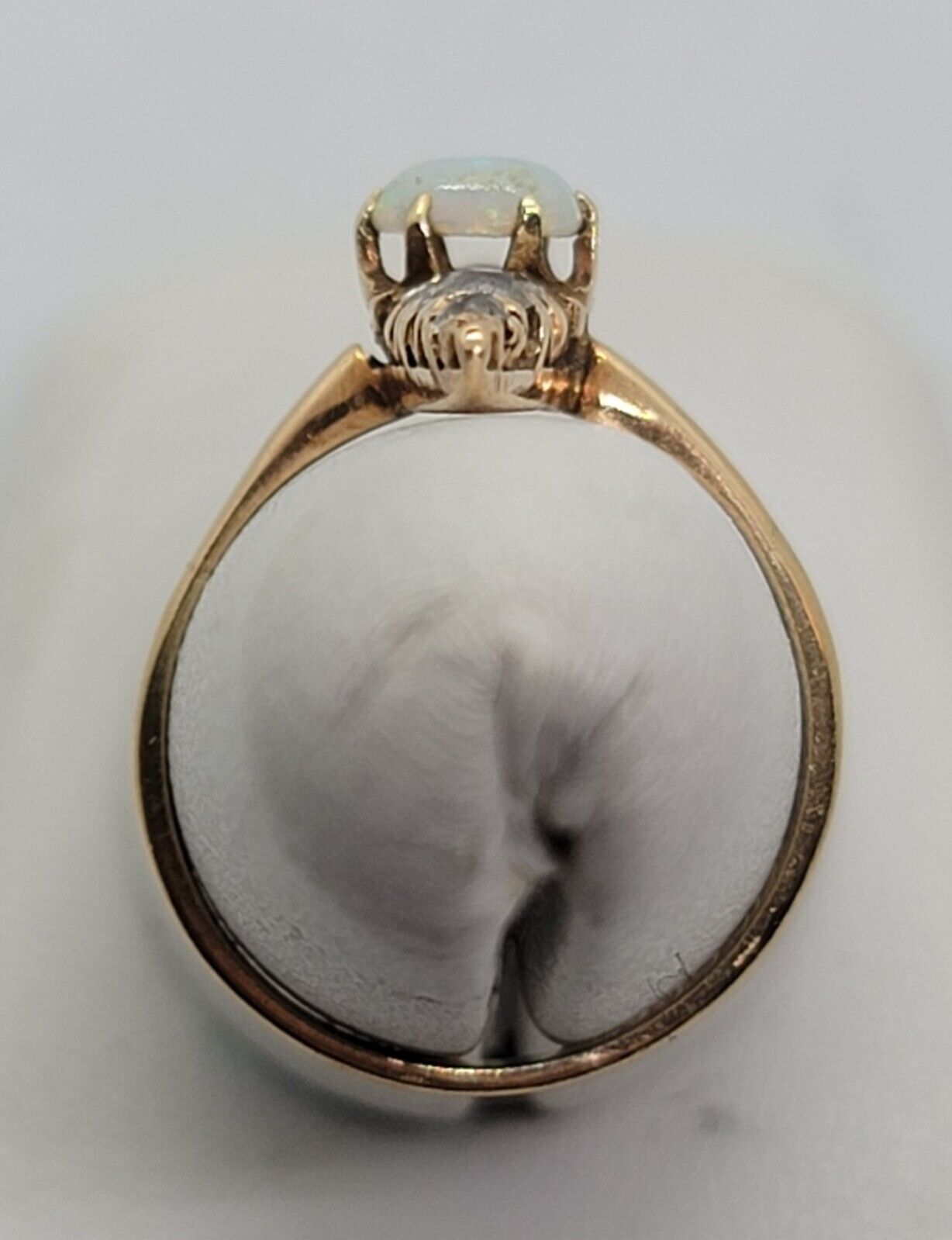 Very Rare 1700's to 1800's old Mine Cut  Rose Gold Opal & Diamond Ring