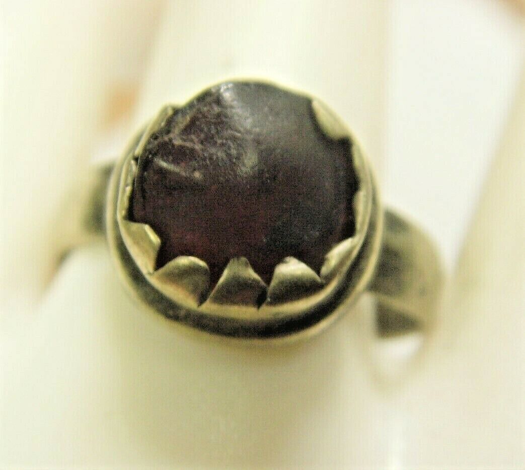 1700s scarce antique Nomads tribal red stone ring 9.5 size ethnic dagestan 50676
