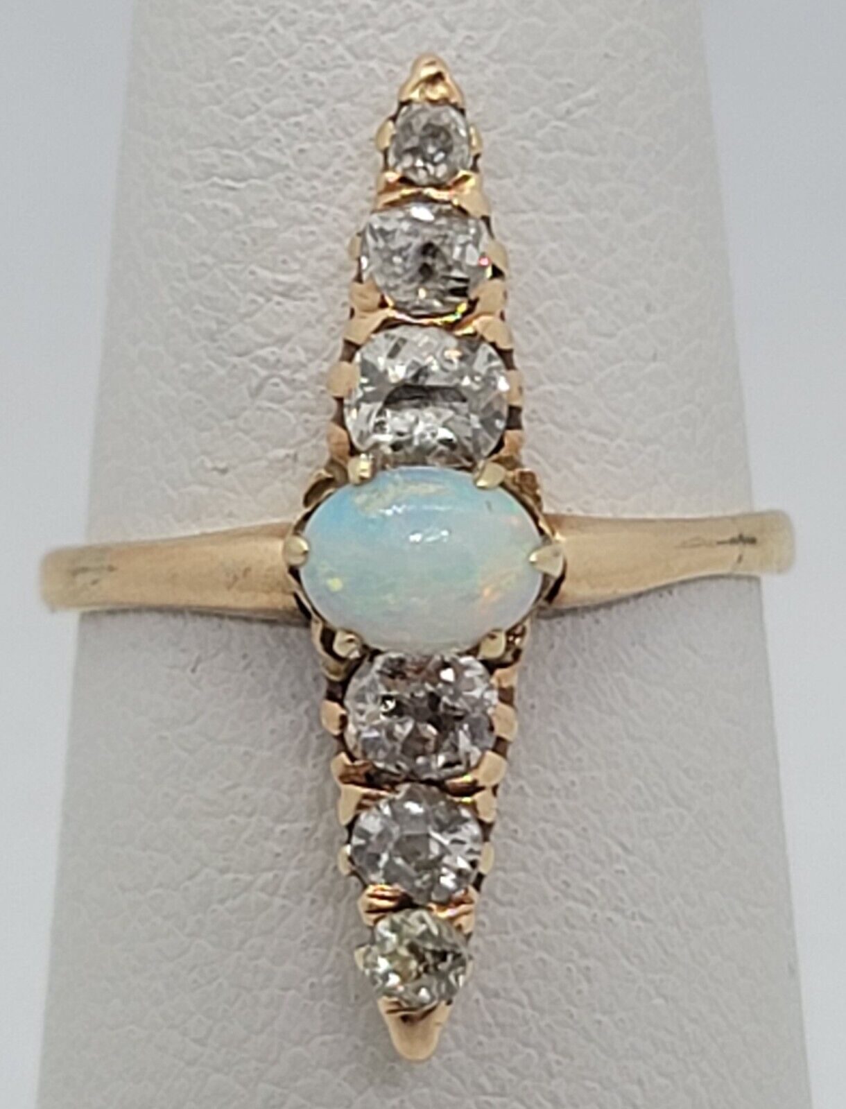 Very Rare 1700's to 1800's old Mine Cut  Rose Gold Opal & Diamond Ring