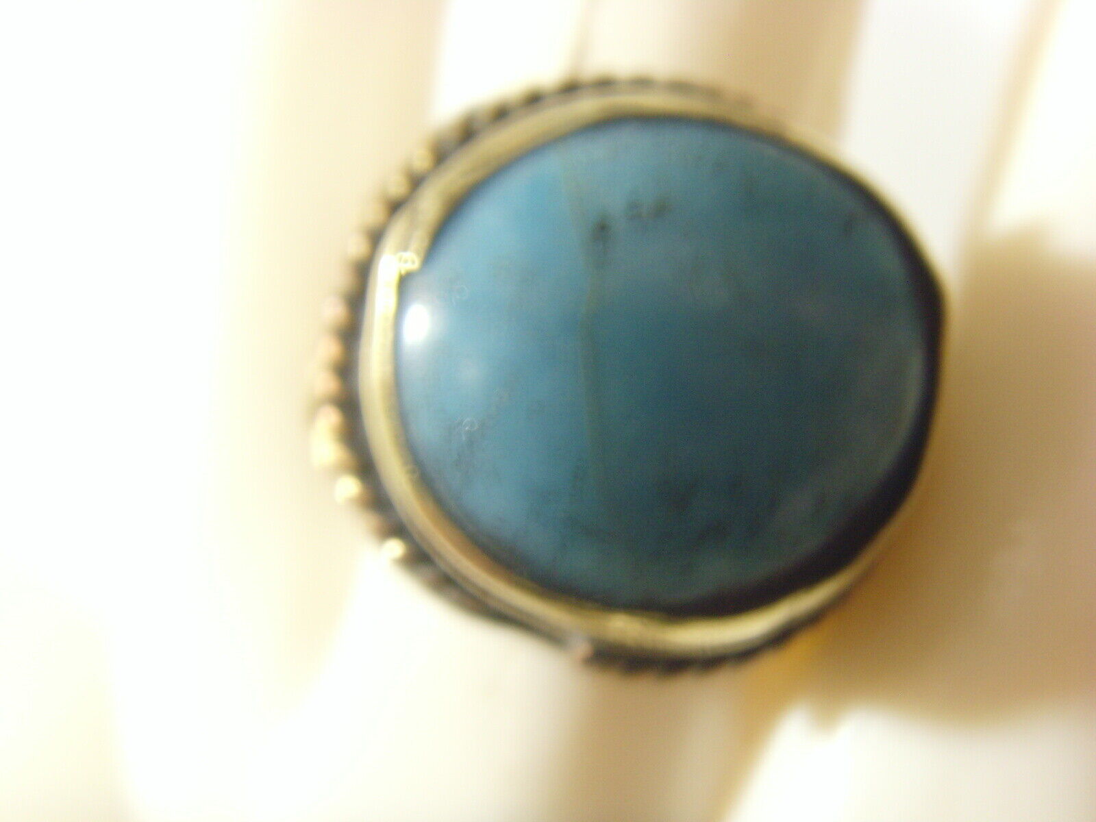 1700s antique turquoise tribal wedding ring sz 9.5 central Asia artifact 51013