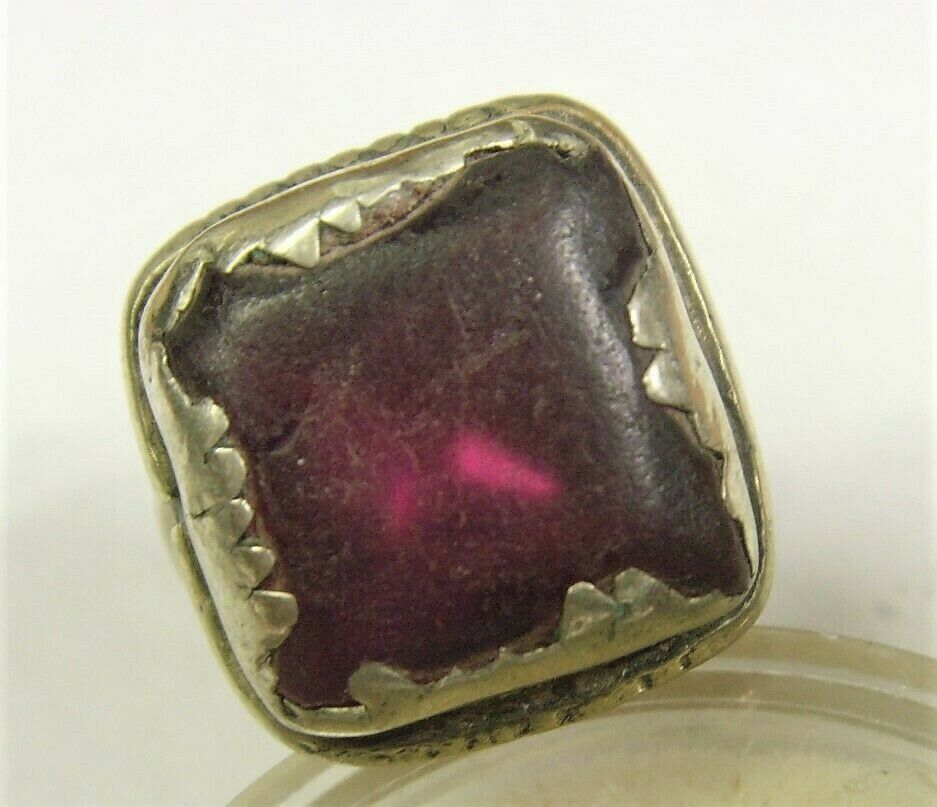 1700s scarce antique Nomads tribal red stone ring 9 sz ethnic dagestan 50675