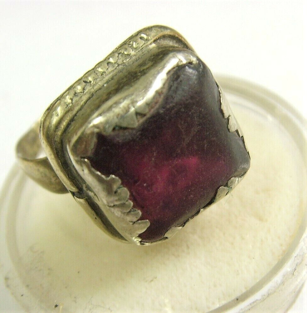 1700s scarce antique Nomads tribal red stone ring 9 sz ethnic dagestan 50675