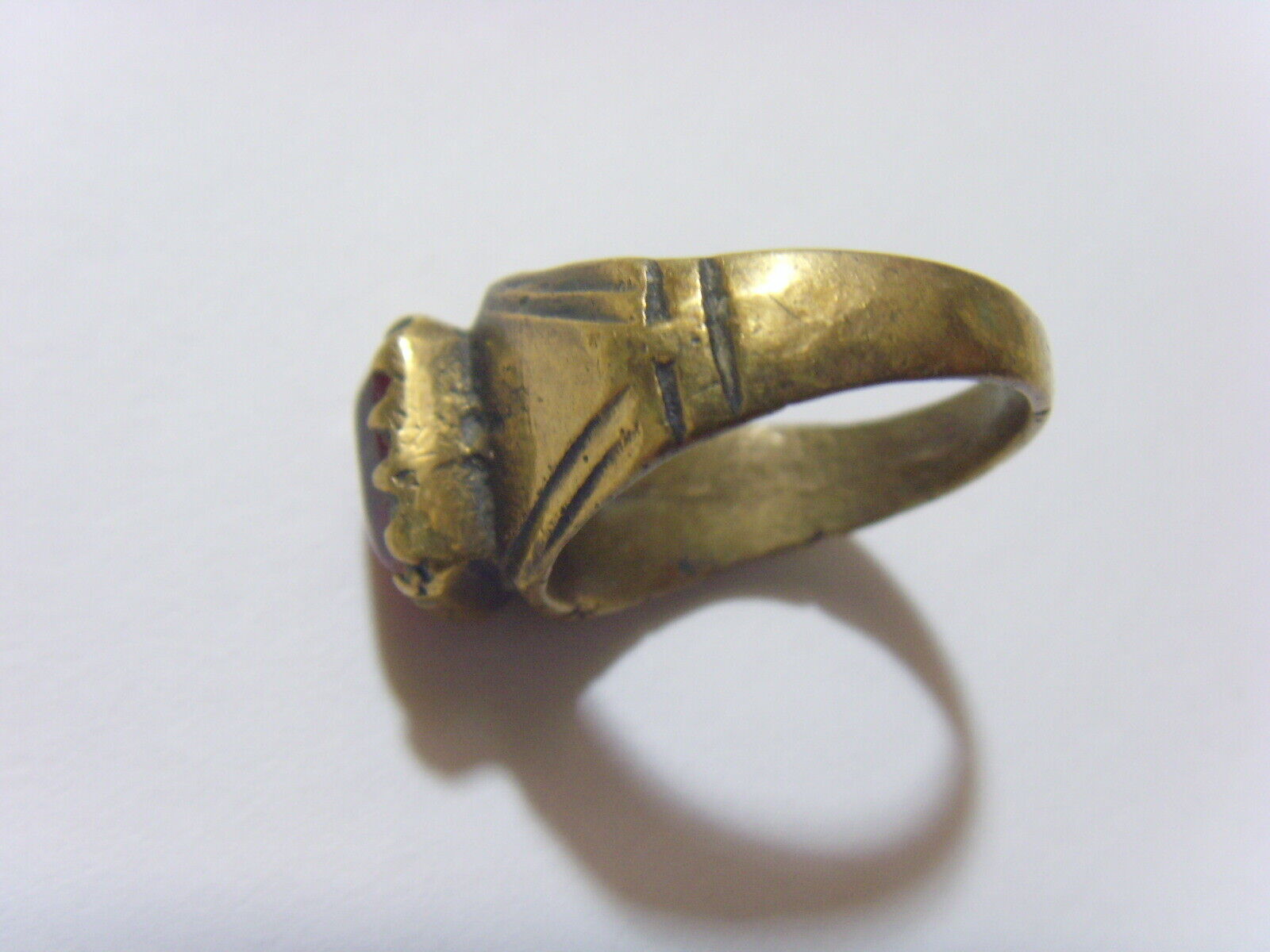 1700s antique faux ruby tribal wedding ring sz 8.5 central Asia hf1711