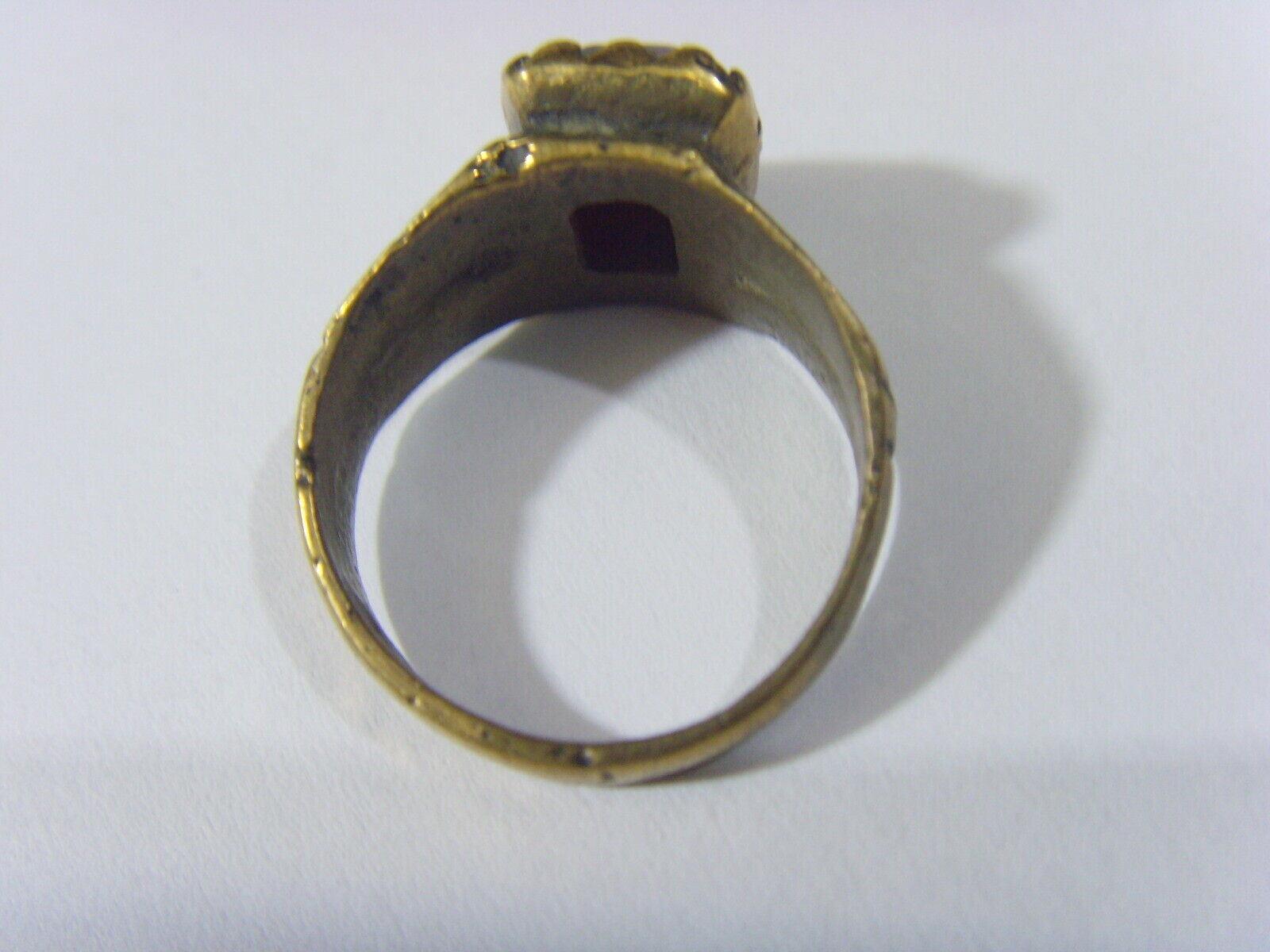 1700s antique faux ruby tribal wedding ring sz 8.5 central Asia hf1711