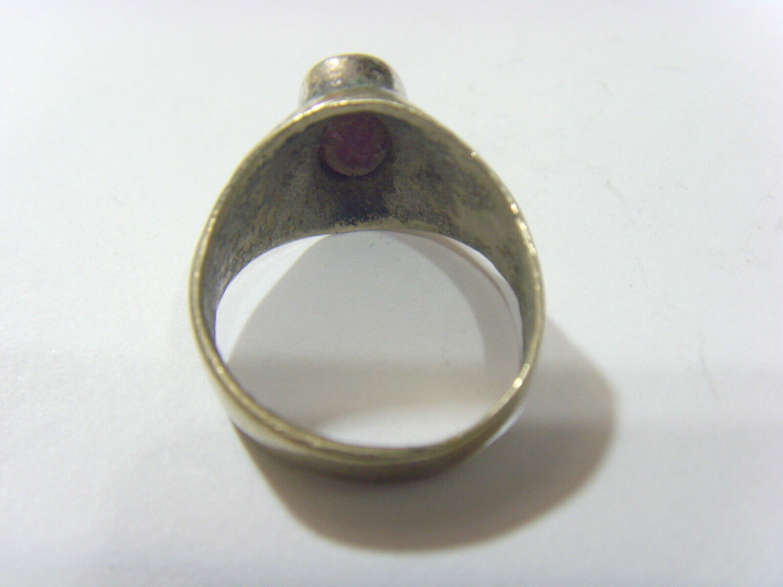 1700s antique tribal wedding ring sz 8.5 faux ruby gem stone Dagestan fv1721