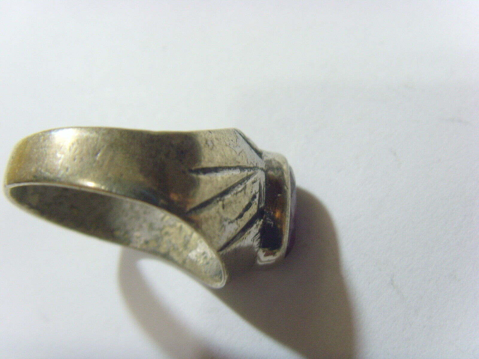 1700s antique tribal wedding ring sz 8.5 faux ruby gem stone Dagestan fv1721
