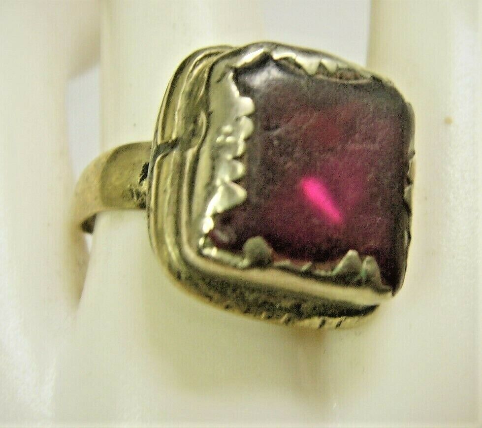 1700s scarce antique Nomads tribal red stone ring 9 sz ethnic dagestan 50675