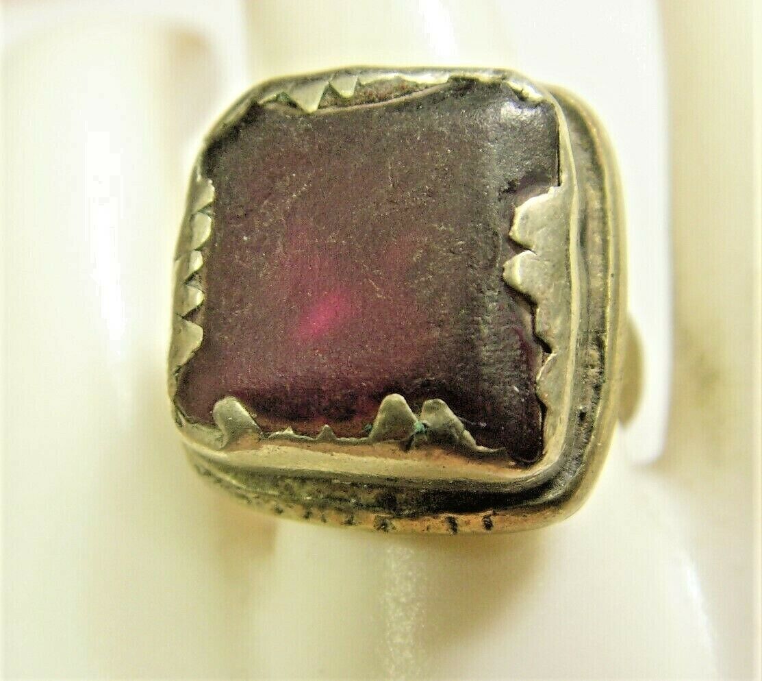 1700s scarce antique Nomads tribal red stone ring 9 sz ethnic dagestan 50675