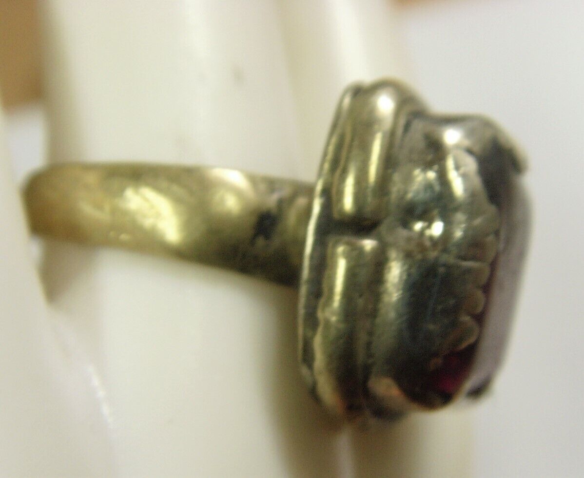 1700s scarce antique Nomads tribal red stone ring 9 sz ethnic dagestan 50675