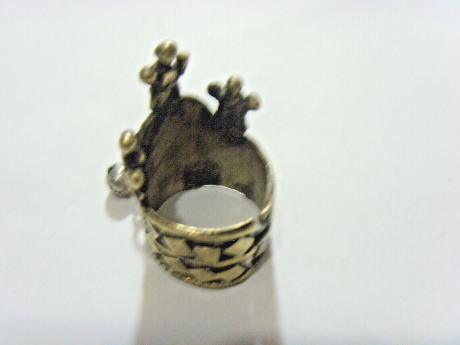 1700s antique Jewish tribal crown wedding ring sz 11 Judaica Central Asia 51019