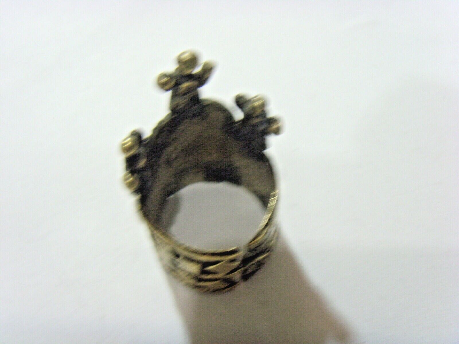 1700s antique Jewish tribal crown wedding ring sz 11 Judaica Central Asia 51019