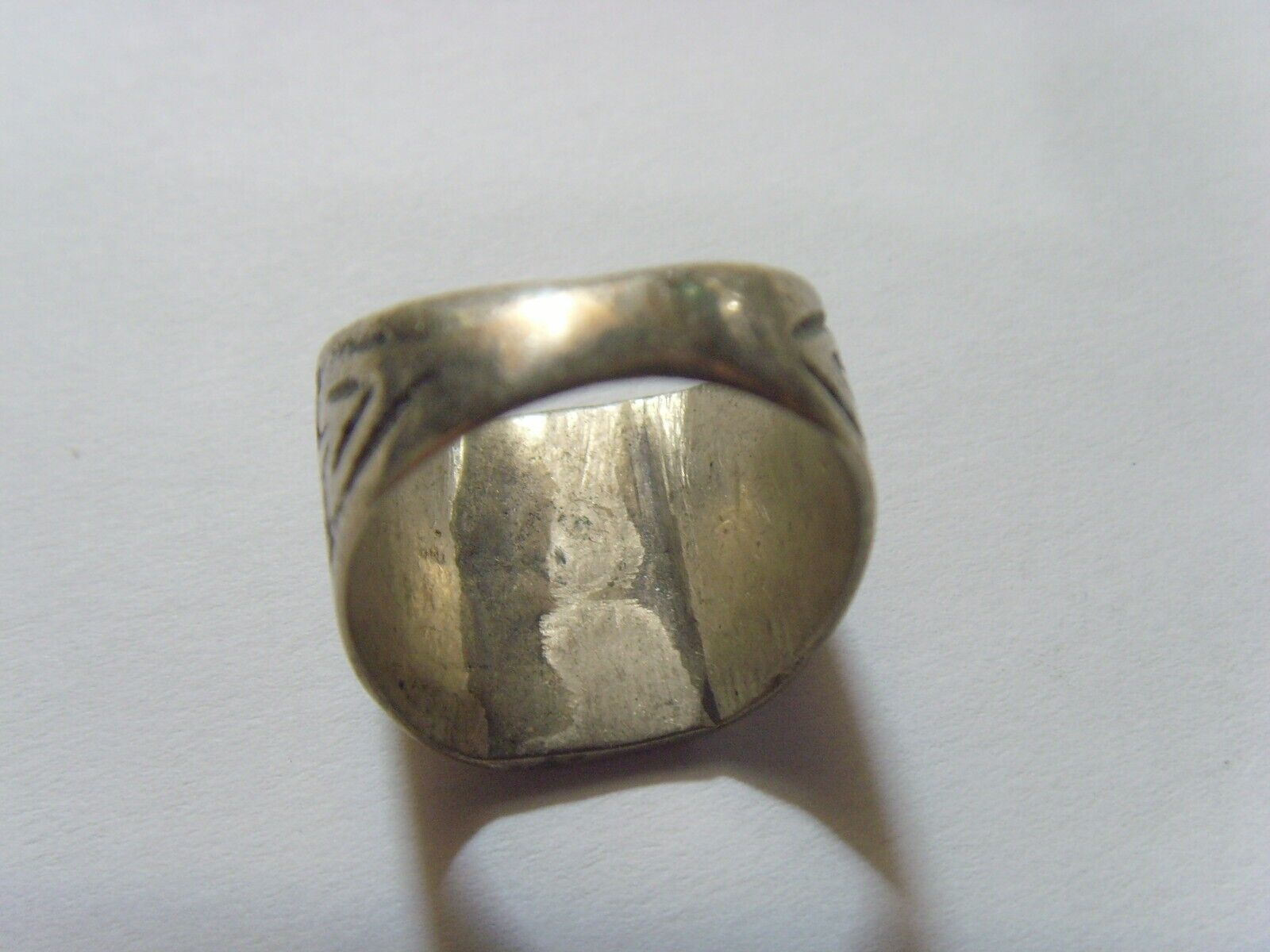 1700s antique Kazakh tribal twin hearts wedding ring size 8 Central Asia 52262