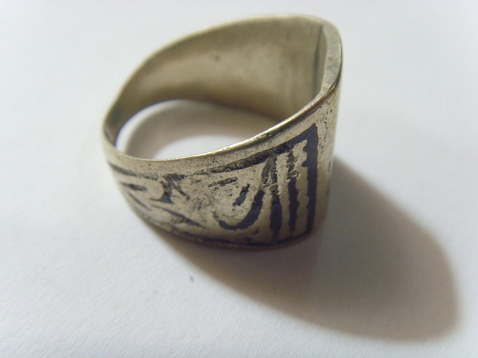1700s antique Kazakh tribal twin hearts wedding ring size 8 Central Asia 52262