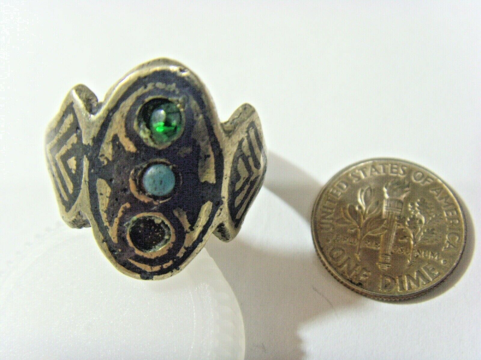 1700s antique Kazakh niello tribal wedding ring sz 11 central Asia 51011