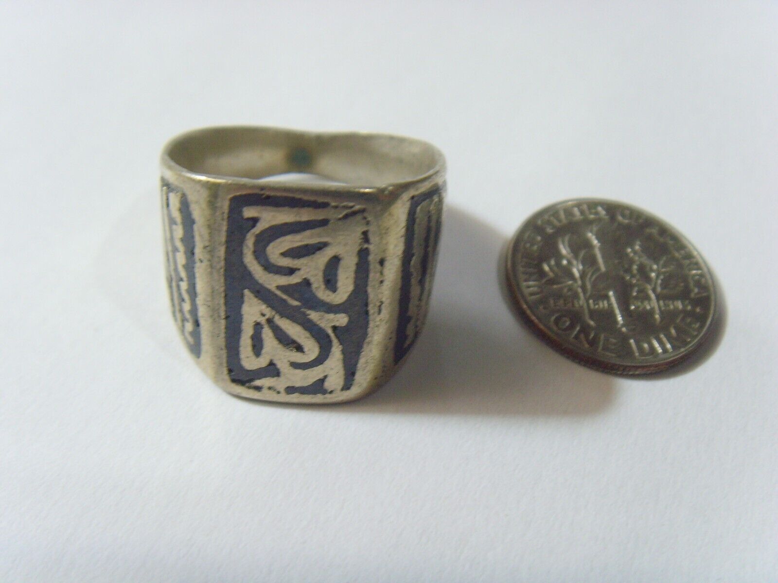 1700s antique Kazakh tribal twin hearts wedding ring size 8 Central Asia 52262