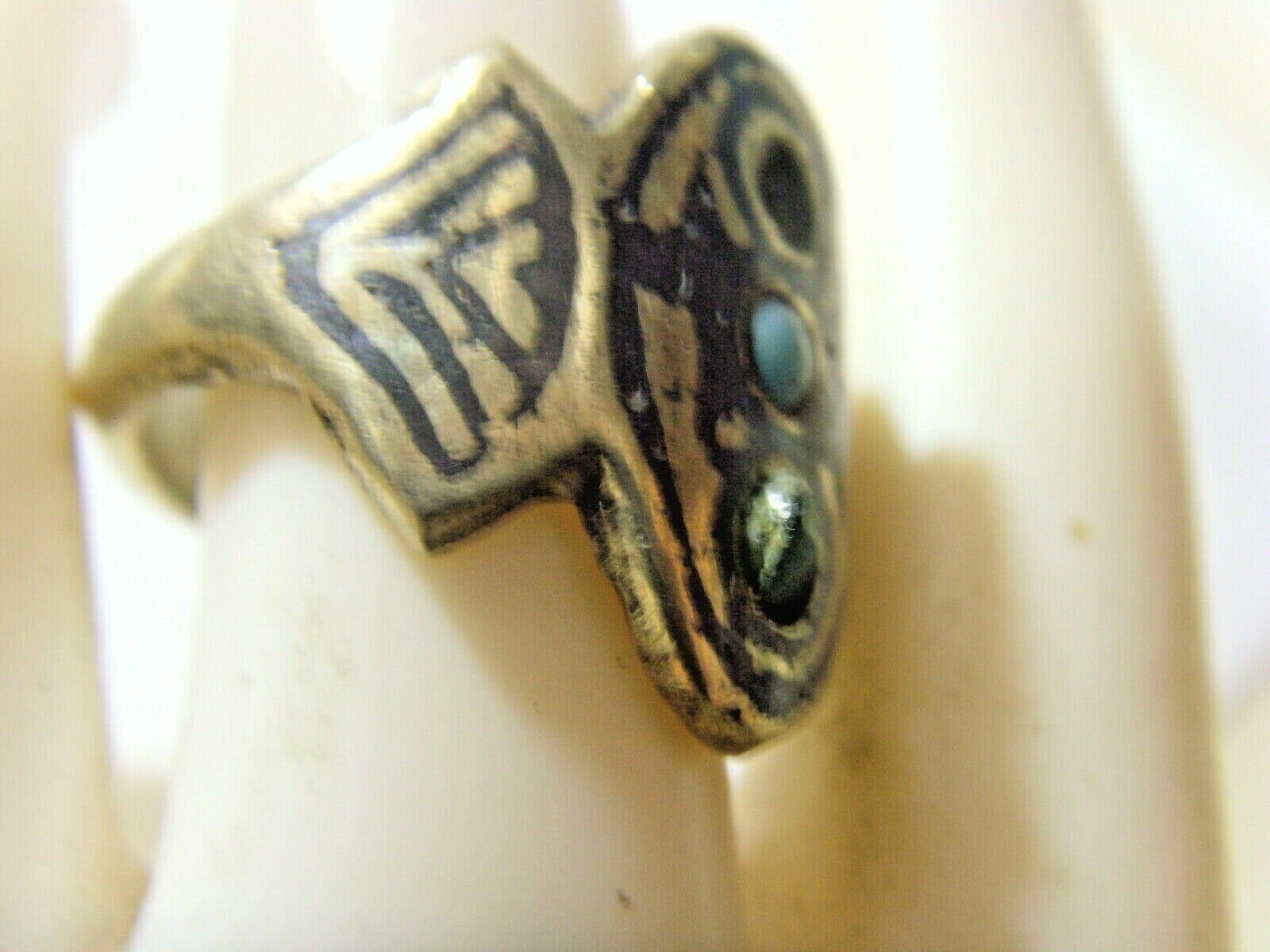 1700s antique Kazakh niello tribal wedding ring sz 11 central Asia 51011