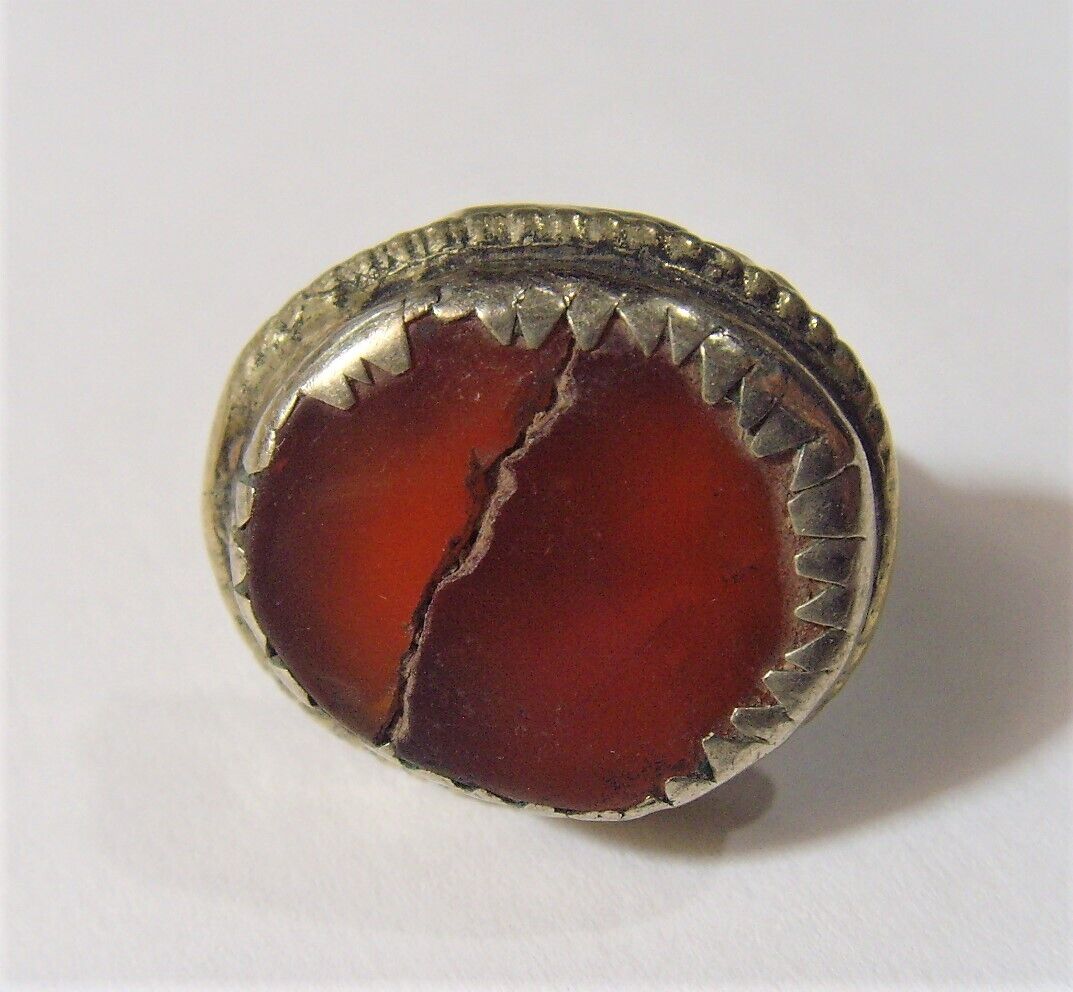 1700s antique nomadic tribal carnelian ring size 7.5 as is Central Asia 52270