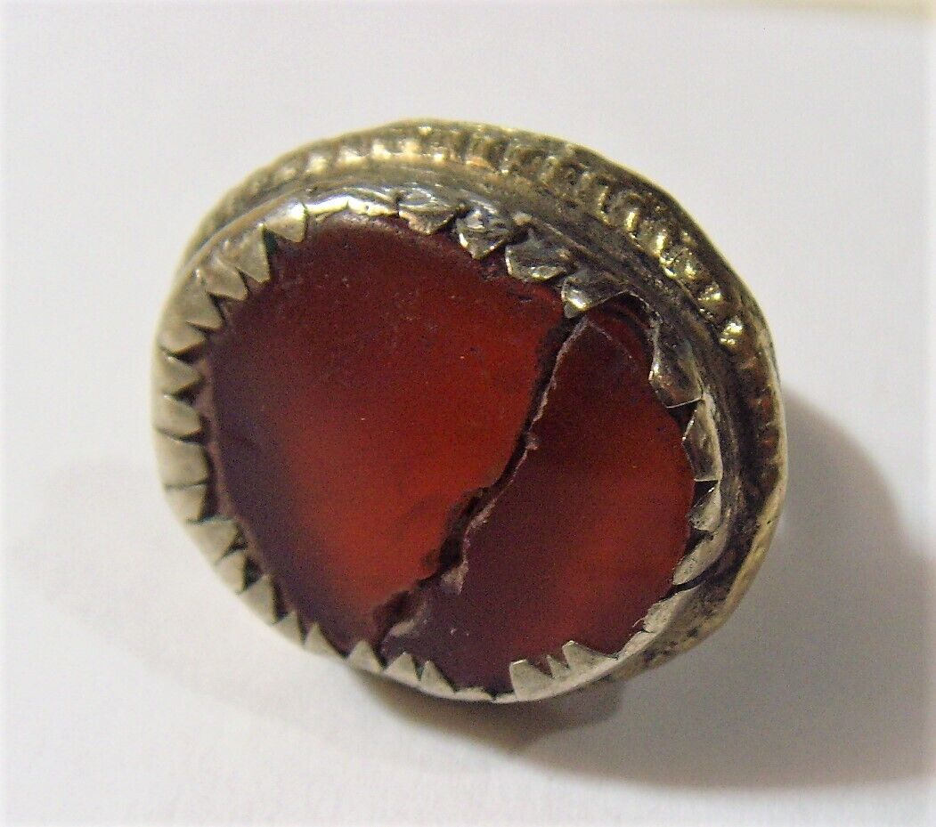 1700s antique nomadic tribal carnelian ring size 7.5 as is Central Asia 52270
