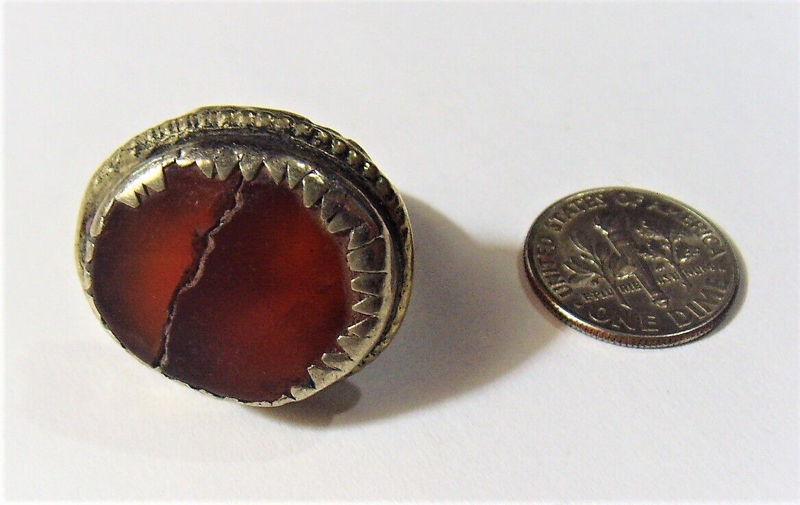 1700s antique nomadic tribal carnelian ring size 7.5 as is Central Asia 52270