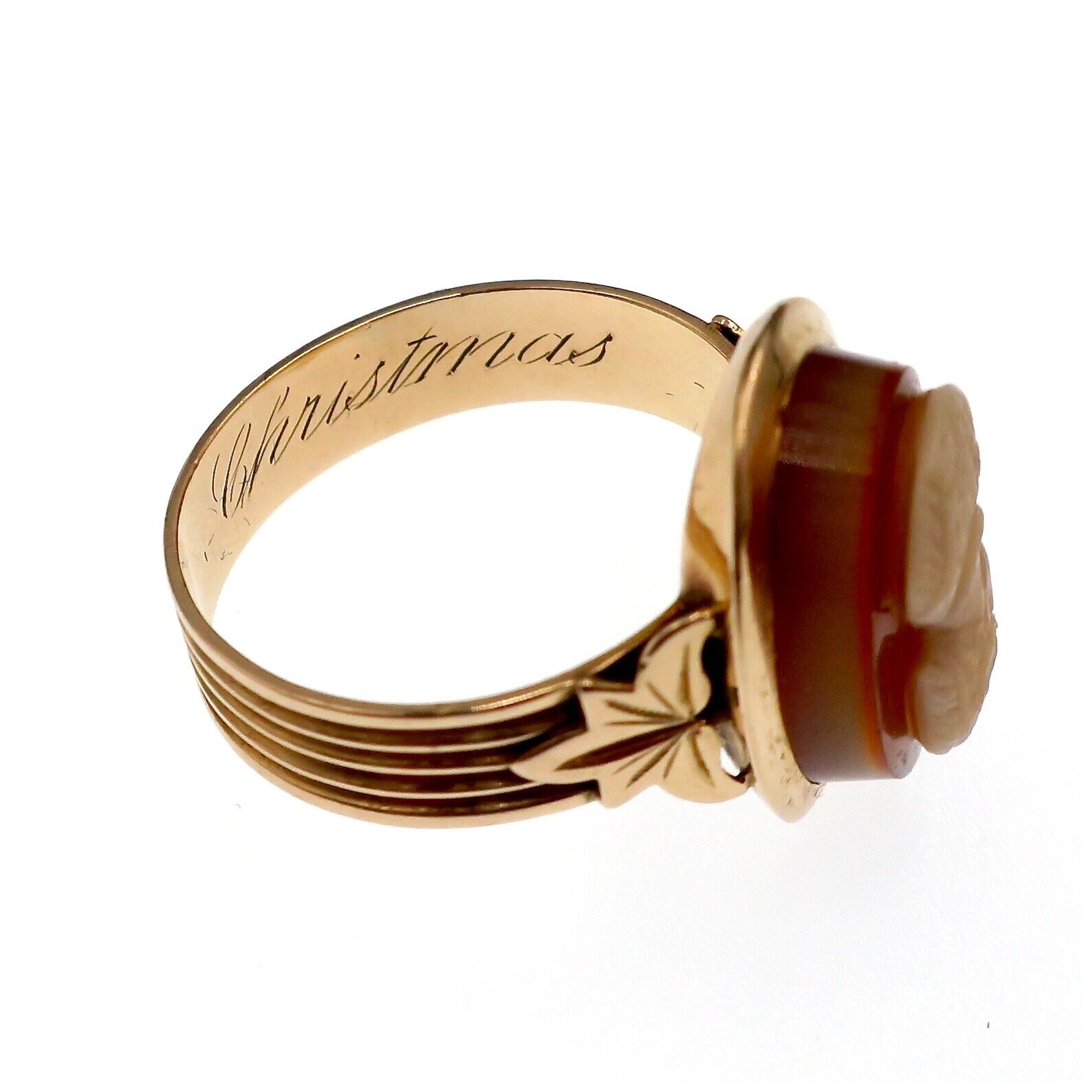 1700's Martha Washington 14k Yellow Gold Hard Stone Cameo Ring Size 9