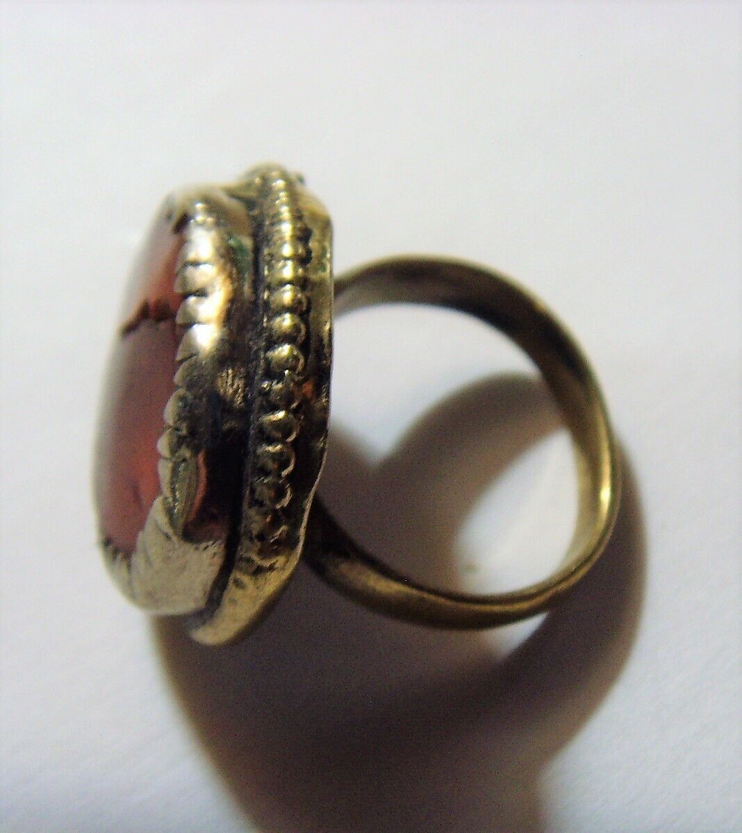 1700s antique nomadic tribal carnelian ring size 7.5 as is Central Asia 52270