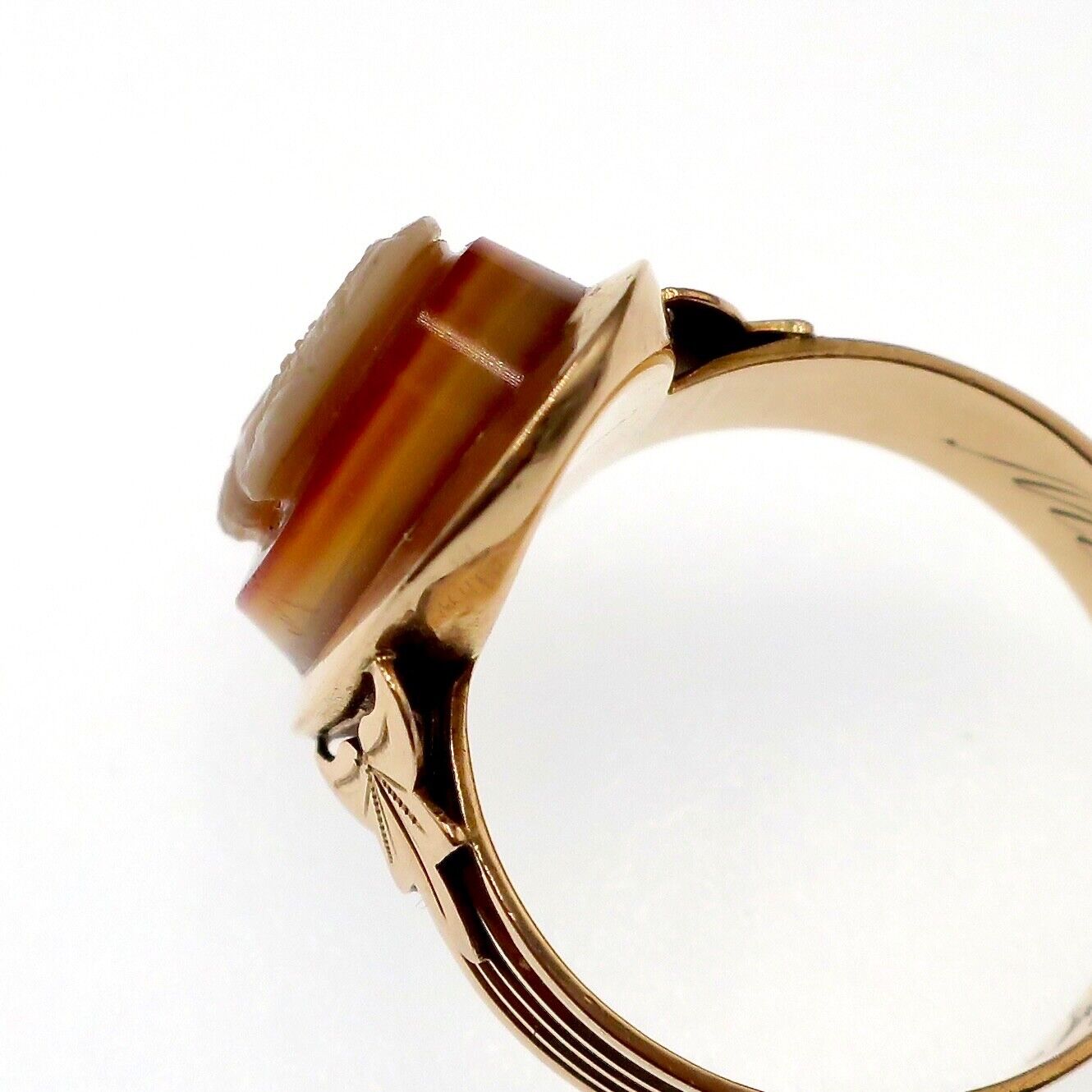 1700's Martha Washington 14k Yellow Gold Hard Stone Cameo Ring Size 9