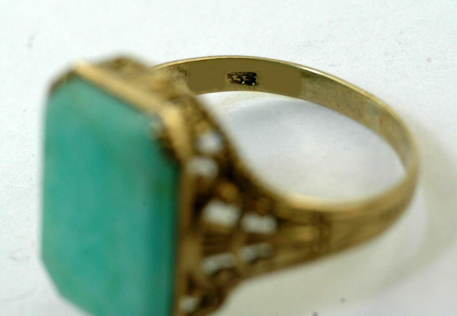 Antique 1900's AMAZONITE Yellow Gold Open Work/ Filigree Ladies Ring