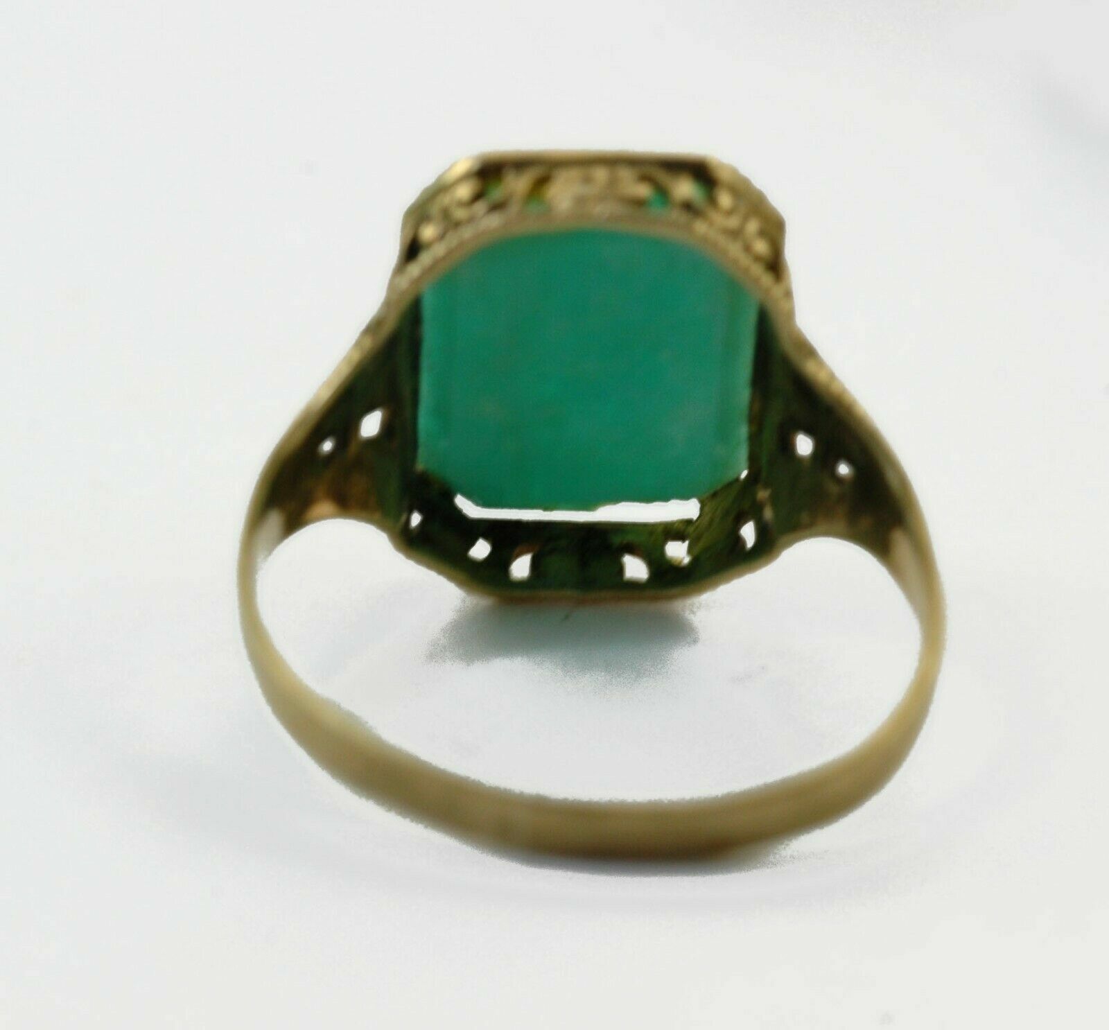 Antique 1900's AMAZONITE Yellow Gold Open Work/ Filigree Ladies Ring