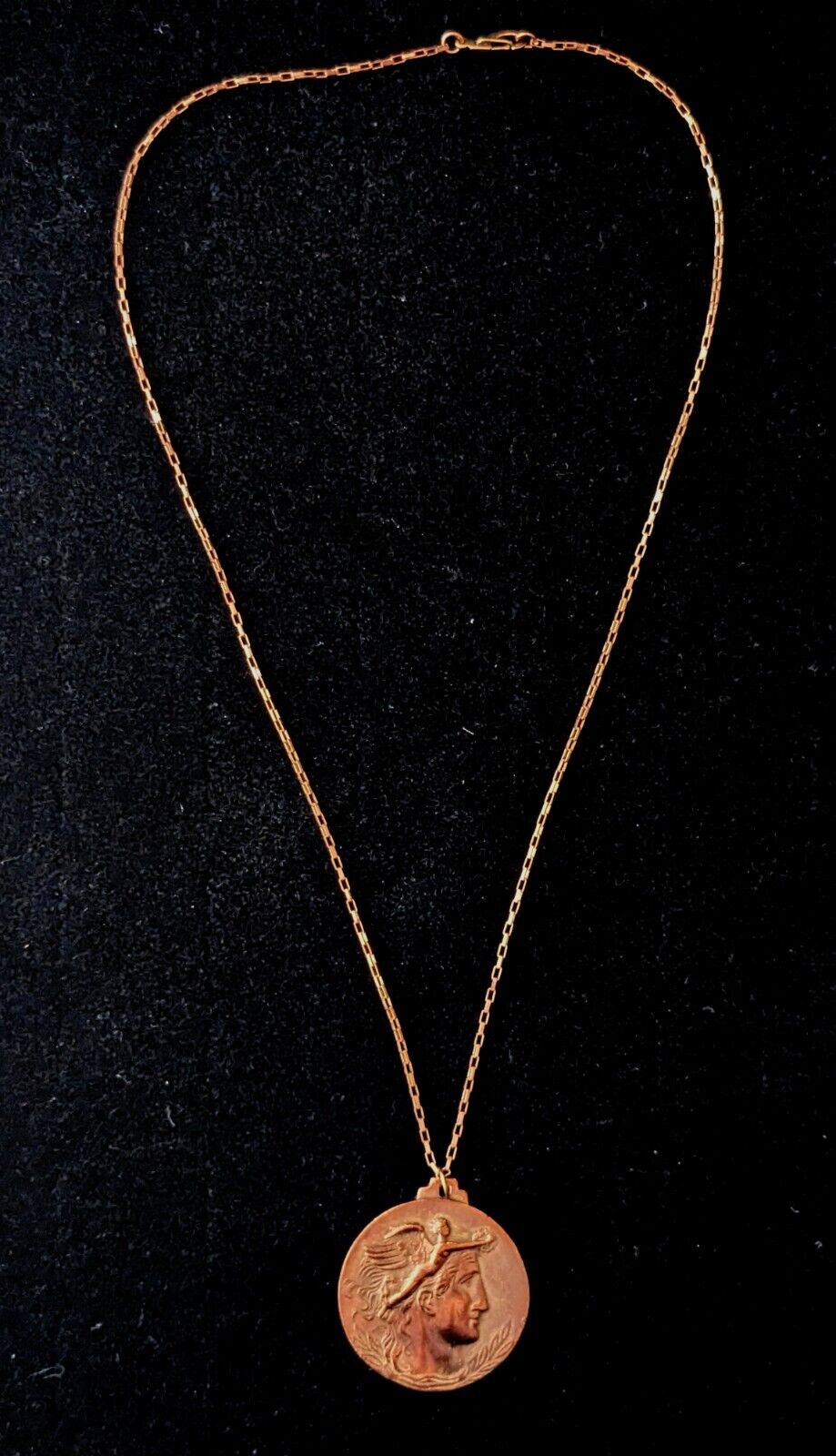 Vintage Early 1900s French  Bronze Medal Necklace 