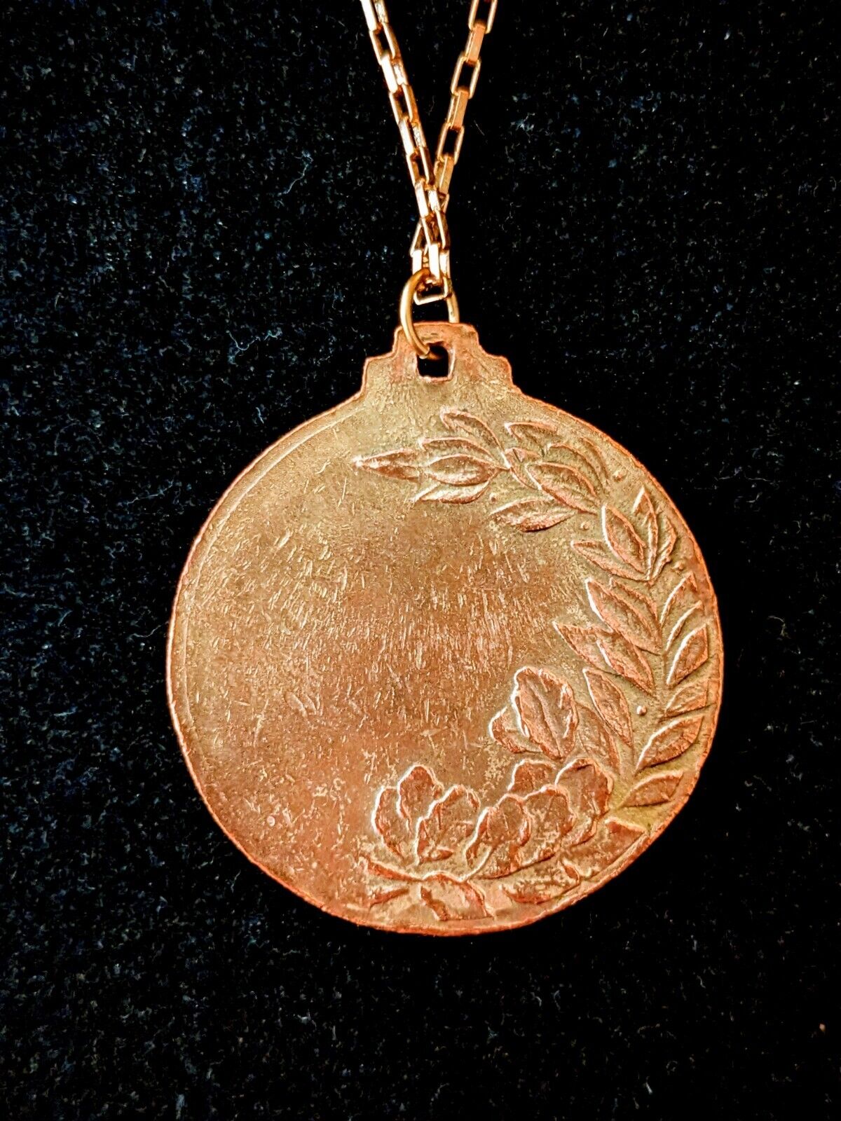 Vintage Early 1900s French  Bronze Medal Necklace 