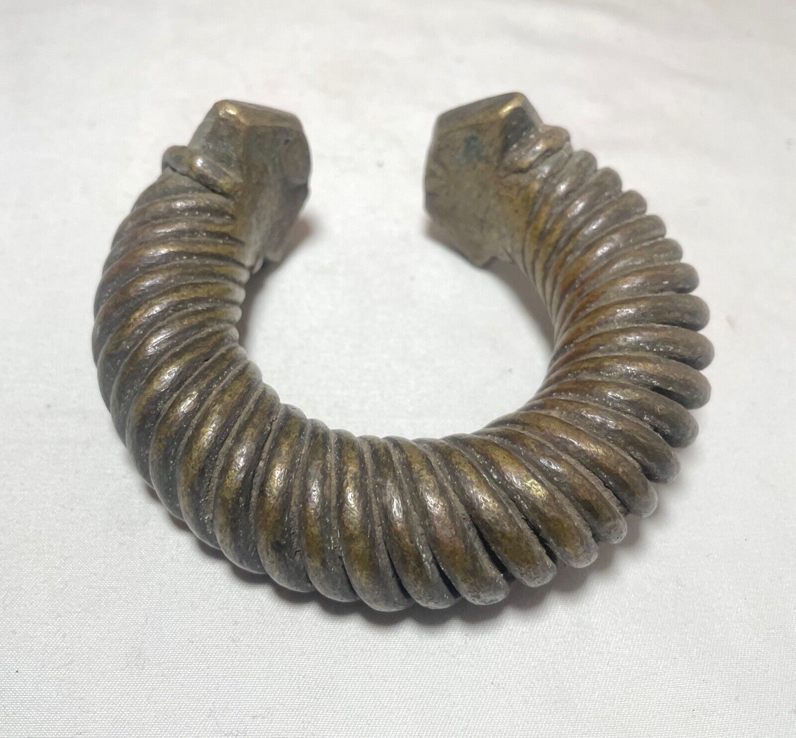 thick 1800's Antique African Niger Baoulé Dogon Bronze Manilla Currency Bracelet