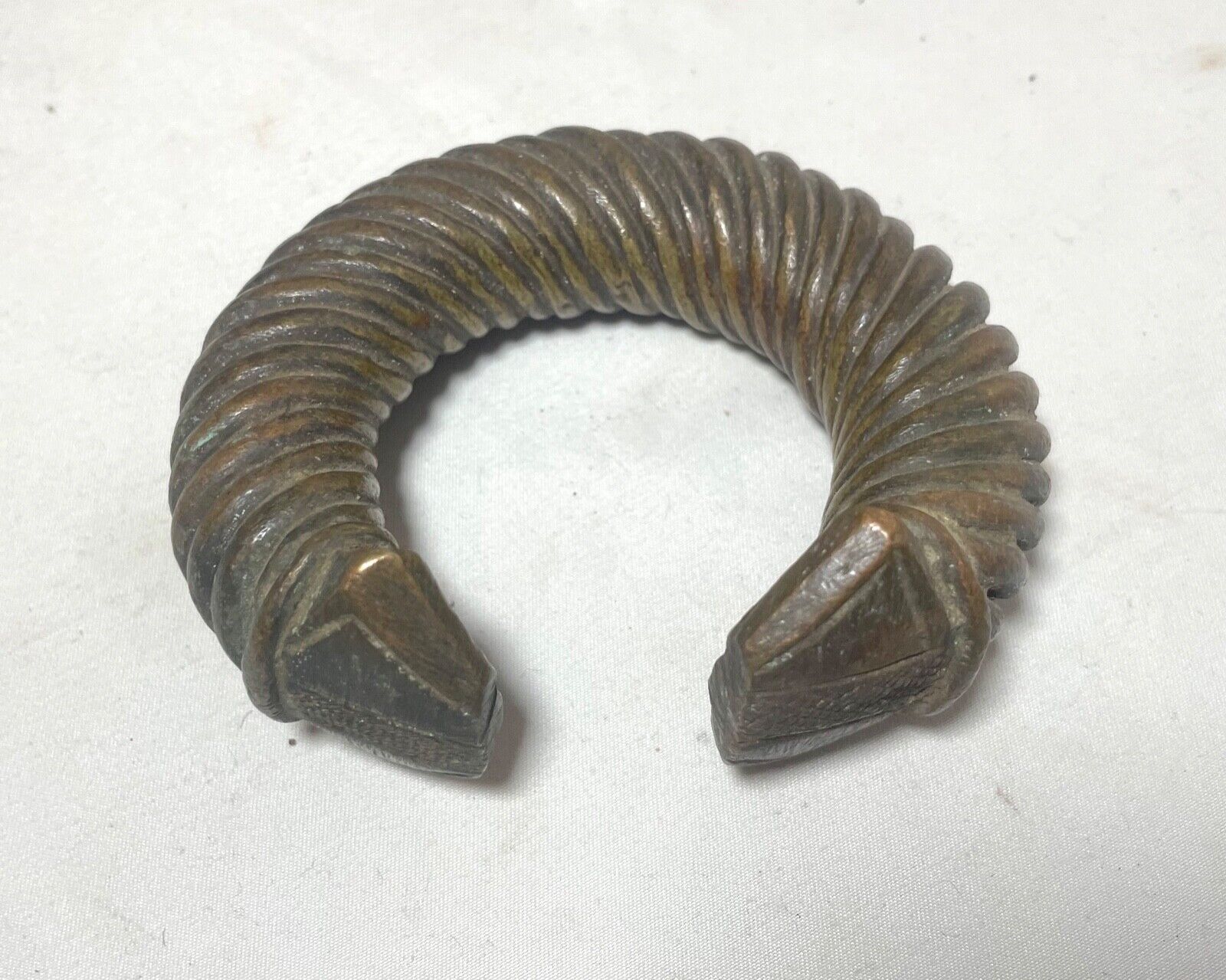 thick 1800's Antique African Niger Baoulé Dogon Bronze Manilla Currency Bracelet