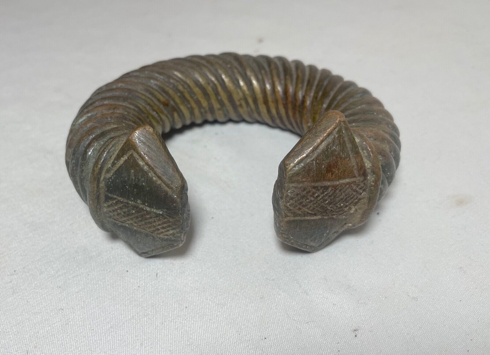 thick 1800's Antique African Niger Baoulé Dogon Bronze Manilla Currency Bracelet
