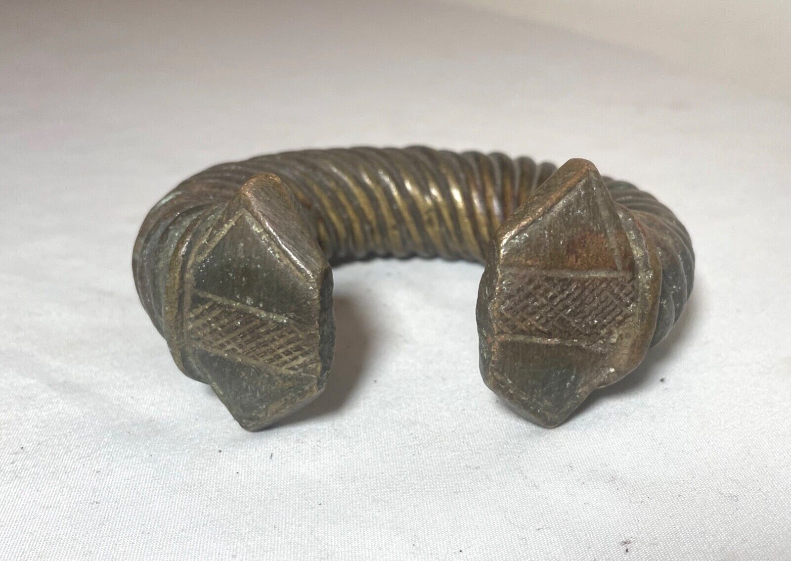 thick 1800's Antique African Niger Baoulé Dogon Bronze Manilla Currency Bracelet