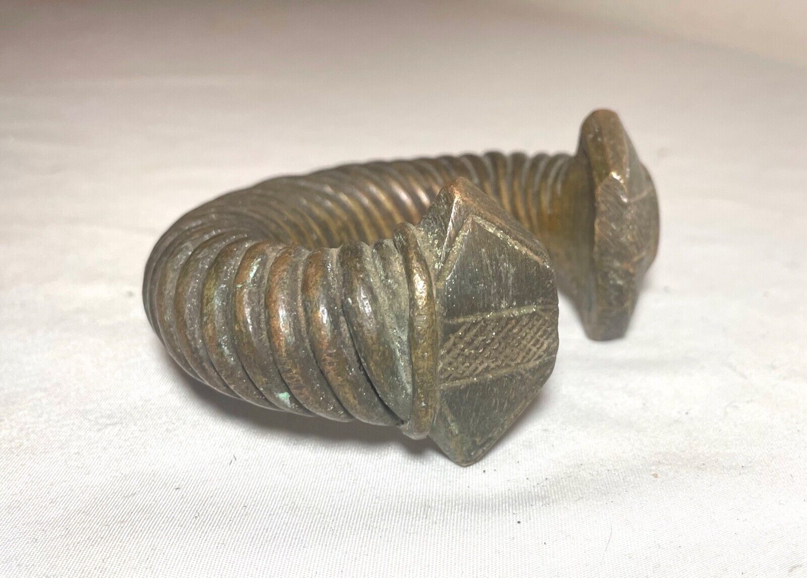 thick 1800's Antique African Niger Baoulé Dogon Bronze Manilla Currency Bracelet