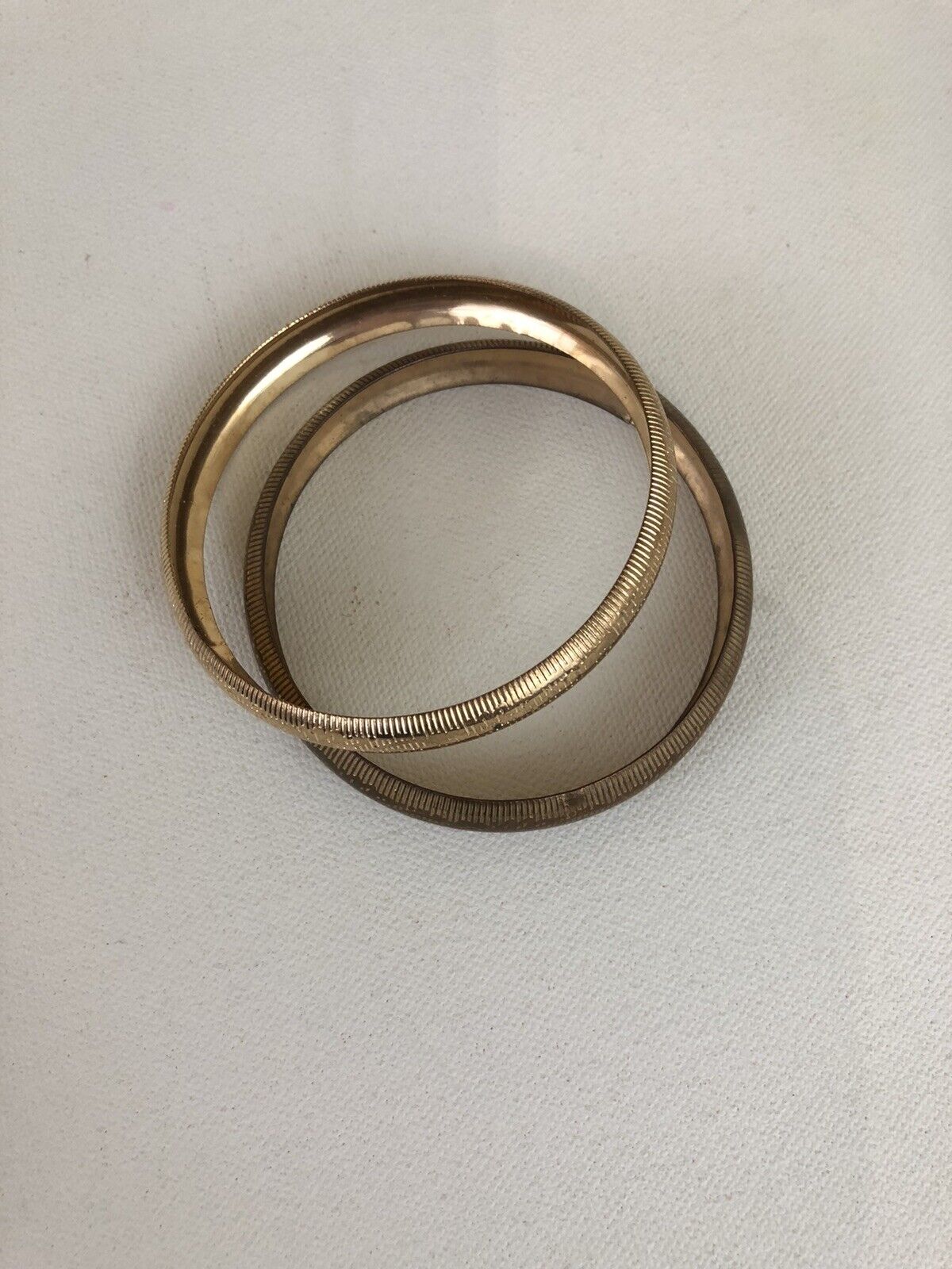 Victorian Gold Plated Engraved Bangle Bracelets 1900's Set of Two