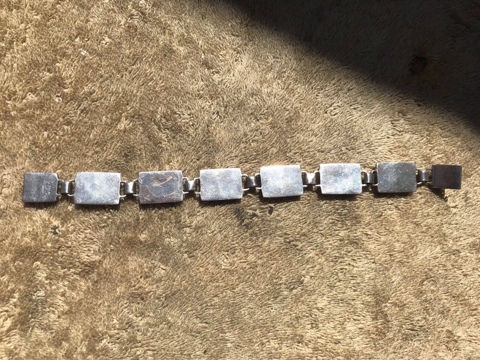 Vintage Mid 1900’s Mexico 925 Sterling Silver Marbled Jasper Bracelet 