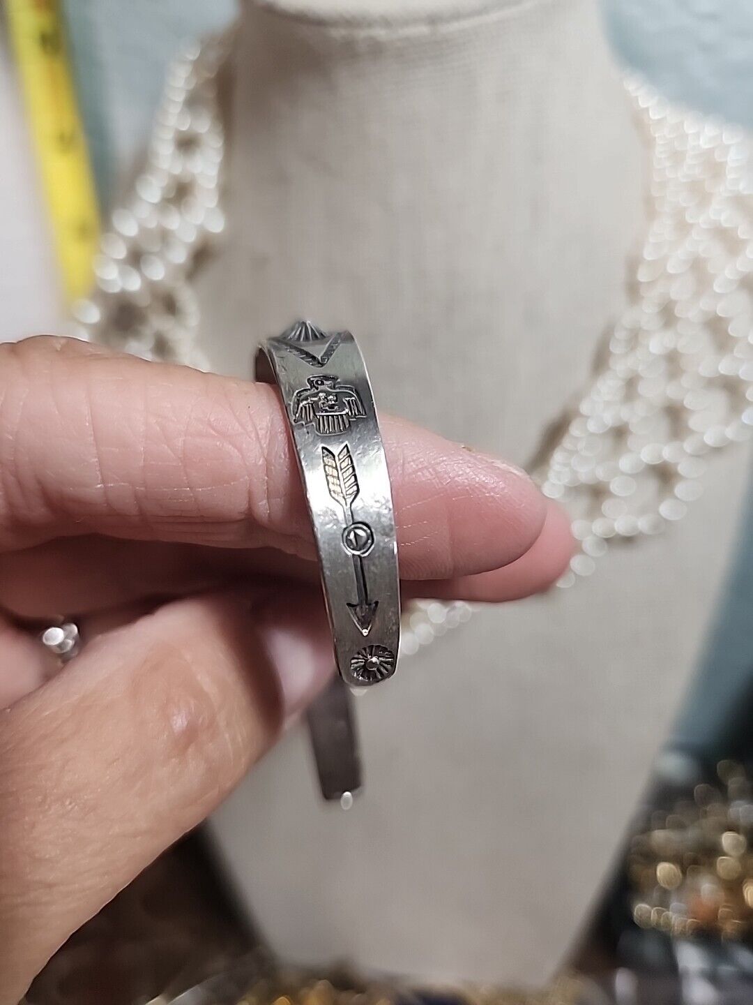 EARLY 1900'S VINTAGE NAVAJO CERRILLOS TURQUOISE STERLING SILVER BRACELET