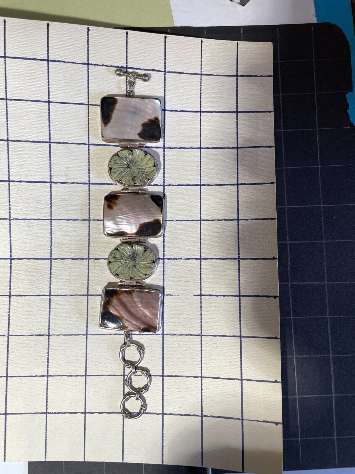 Vintage 1900's Filigree Mexico Sterling Silver 925 Bracelet Jewelry, 7.5" X 1"