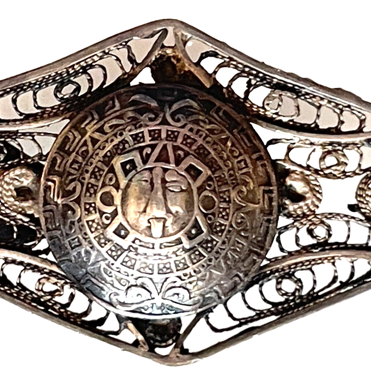 Vintage 1900's Filigree Mexico Sterling Silver 925 Bracelet Jewelry, 7.5" X 1"