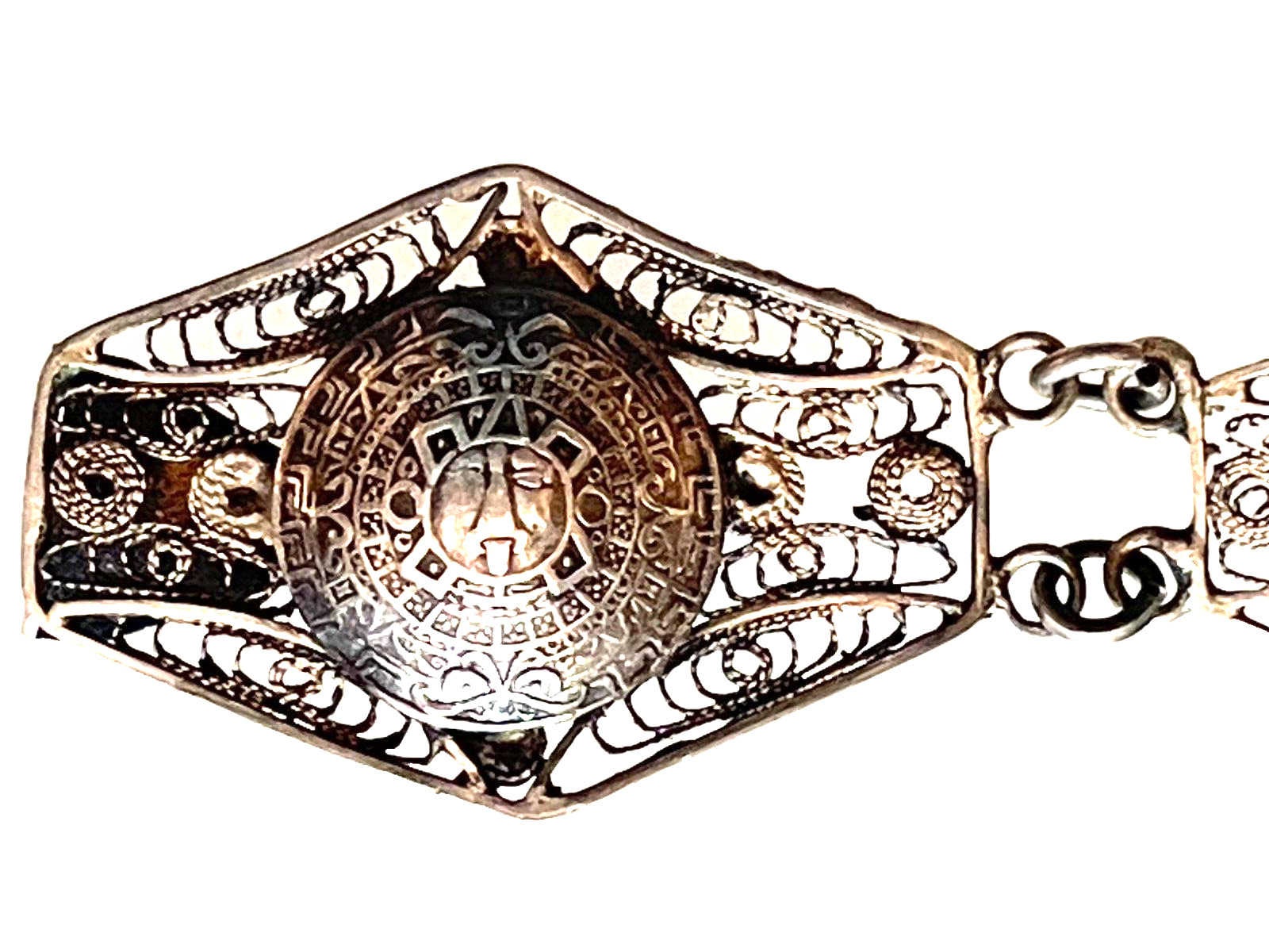 Vintage 1900's Filigree Mexico Sterling Silver 925 Bracelet Jewelry, 7.5" X 1"