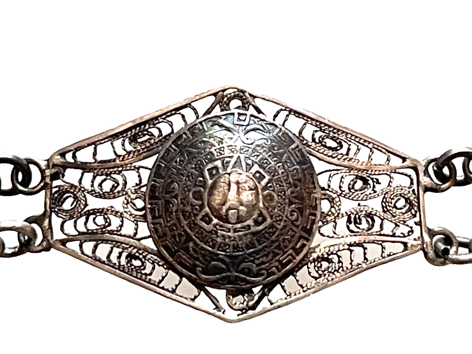 Vintage 1900's Filigree Mexico Sterling Silver 925 Bracelet Jewelry, 7.5" X 1"