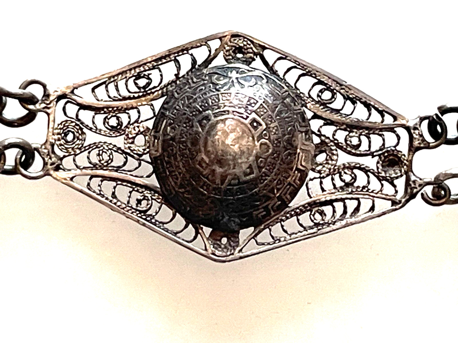 Vintage 1900's Filigree Mexico Sterling Silver 925 Bracelet Jewelry, 7.5" X 1"