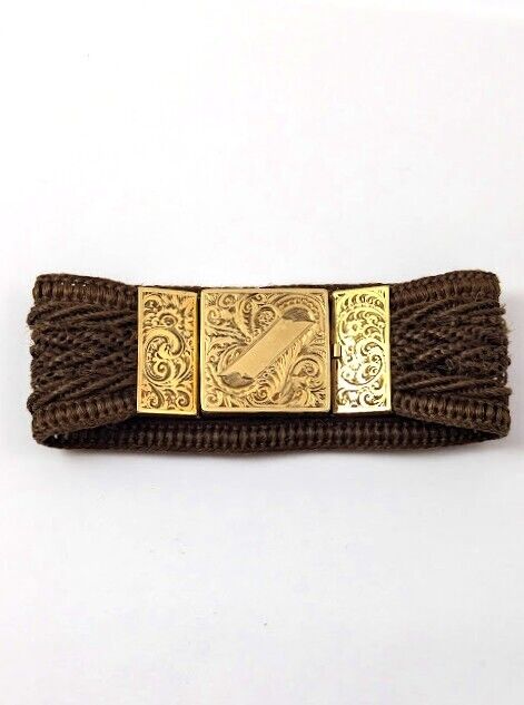Victorian Mourning Bracelet with 10k Gold Clasp, 1800's Vintage Jewelry