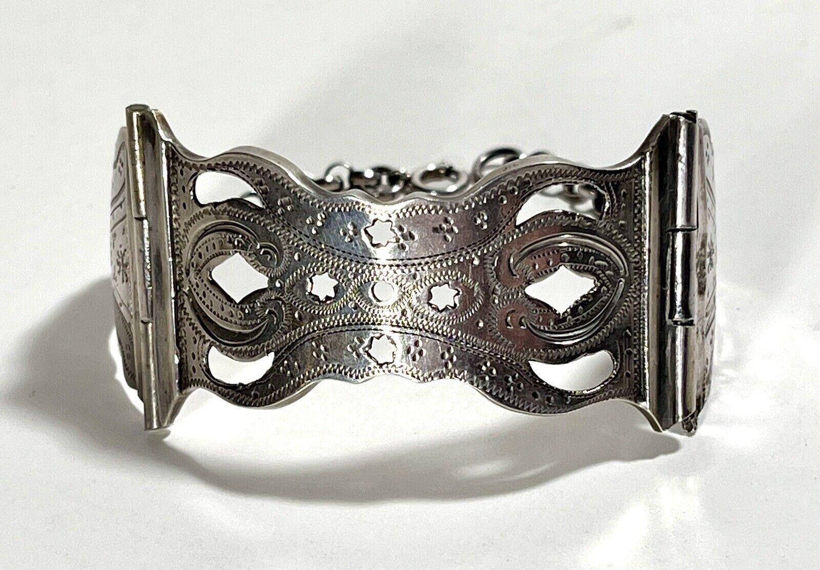 Antique 1800s Silver Dutch Cuff Bracelet Handcrafted