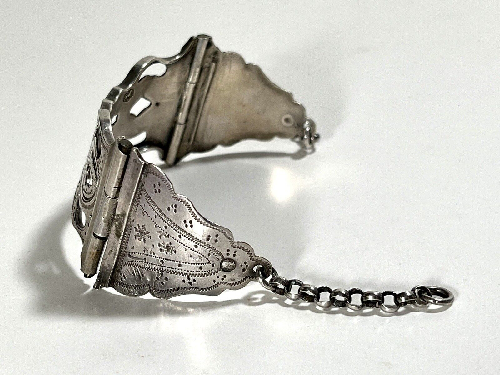 Antique 1800s Silver Dutch Cuff Bracelet Handcrafted