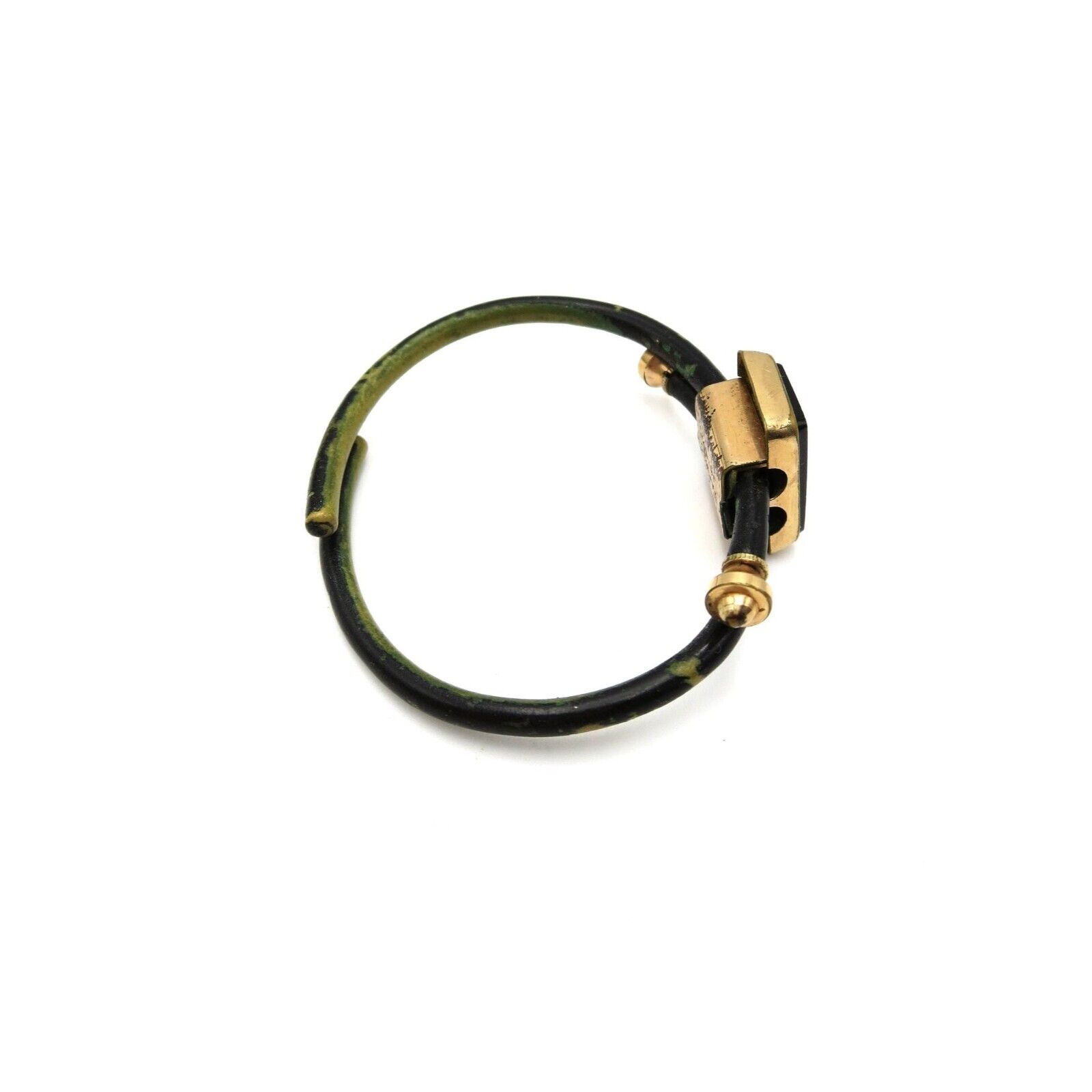 Victorian 1800s Gold Filled Black Glass Mourning Bracelet Adjustable Bypass