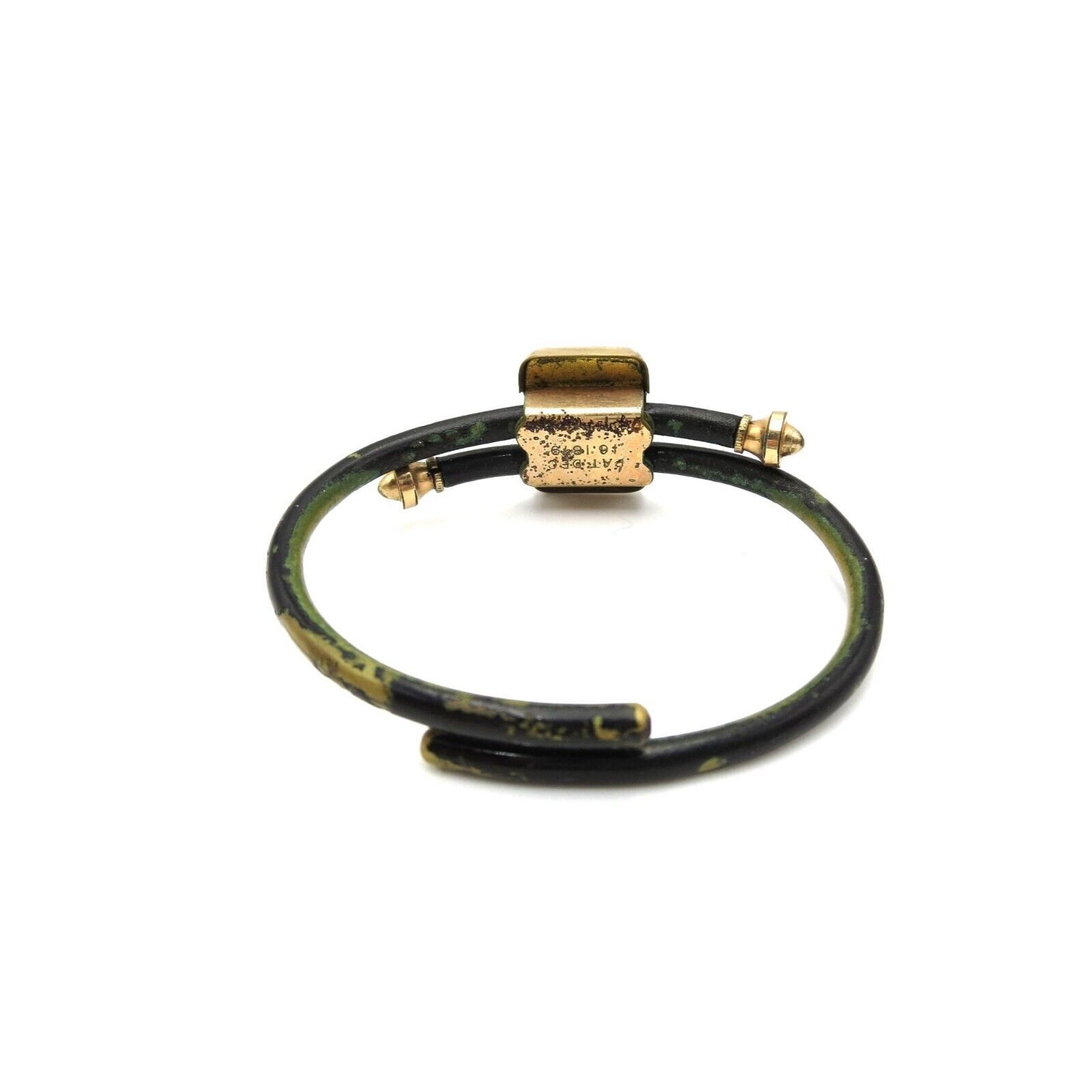 Victorian 1800s Gold Filled Black Glass Mourning Bracelet Adjustable Bypass